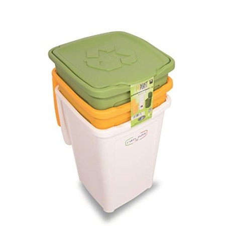 Duplast 7463 Contenitori per la Raccolta Differenziata, 50 L, Set di 3 Pezzi, Multicolore, 37 x 37 x 53 cm