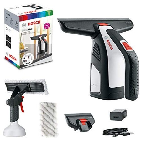 Bosch Home and Garden 06008B7000 Spazzola per Finestre a Batteria, Caricabatteria USB, Cinghia da Polso, 2 Accessori, 3.6 V 1 Pe