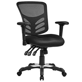 Songmics OBN52BK - Poltrona Girevole da Ufficio, Sedia Ergonomica in Rete, Traspirante, con Supporto Lombare, Braccioli e Schien