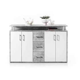 AVANTI TRENDSTORE - Doro - Comó con 1 ripiano Aperto, 3 cassetti e 4 Ante, Disponibile in 2 Diversi Colori, Dimensioni: Lap 139