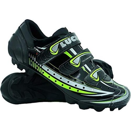 LUCK Scarpe da Ciclismo Master, con Suola di Carbonio E Tripla Striscia di Velcro per Una Fissaggio, Nero. (41 EU)