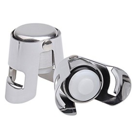 Ofoen - 2 tappi per champagne, in acciaio inox, chiusura ermetica, tappo sigillante per bottiglie di vino frizzante, colore arge