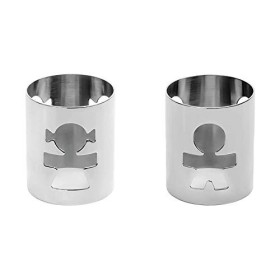 Alessi Girotondo Portatovaglioli Donna Traforato in Acciaio Inossidabile Lucidato a Specchio + Girotondo Portatovaglioli Uomo Tr