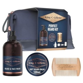 King C. Gillette Astuccio Kit Regalo da Uomo per la Cura della Barba: Detergente Viso e Barba 350 ml + Balsamo Ammorbidente Barb