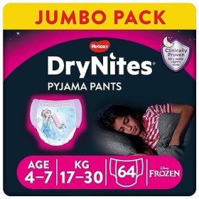Huggies Drynites Mutandine Assorbenti per la Notte per Bambina, 17-30 Kg, Confezione da 64 Pezzi (4 x 16)