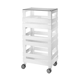 Guzzini Tidy&Store Kitchen Active Design Carrello Organizzatore Alto Circle, 46 x 32 x 89 cm, Bianco (Re-Grey)