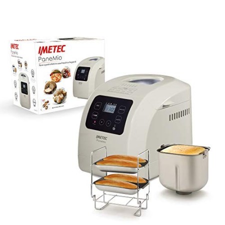 Imetec PaneMio Macchina del Pane, Impasta Lievita e Cuoce, 12 Programmi, Cestello Pagnotta, Accessorio Panini, 3 Livelli di Dora