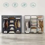 SONGMICS, RYG12G, Armadio Pieghevole in Tessuto, Armadio da Campeggio, 175 x 150 x 45 cm, Colore Grigio
