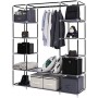 SONGMICS, RYG12G, Armadio Pieghevole in Tessuto, Armadio da Campeggio, 175 x 150 x 45 cm, Colore Grigio