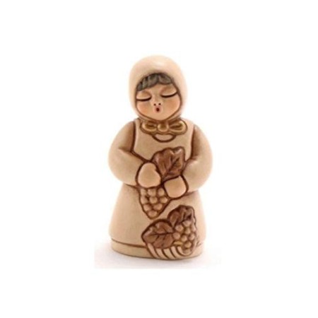 THUN - Donna Vendemmiatrice con Uva Figura Ceramica, Multicolore