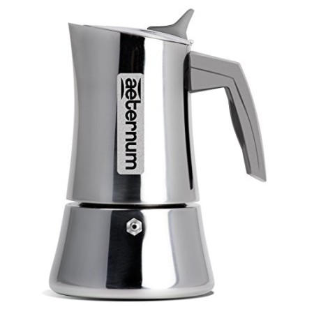 Aeternum Caffettiera Divina 4 Tazze, Acciaio, Adatta all'induzione, 4 Cups, Argento