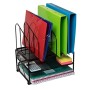 Amtido Organizer da Scrivania a Rete con Cassetto e 5 Divisori - Contenitore Metallico Porta Penne, Documenti, Accessori e Lette