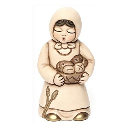 THUN - Donna con Cesta di Pane - Statuine Presepe del Giubileo - Ceramica - I Classici