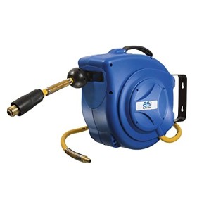 as - Schwabe 12612 Avvolgitubo ad Aria compressa Retrattile con riavvolgimento Automatico, Blu, Aereo in PVC da 10 m e Tubo di C