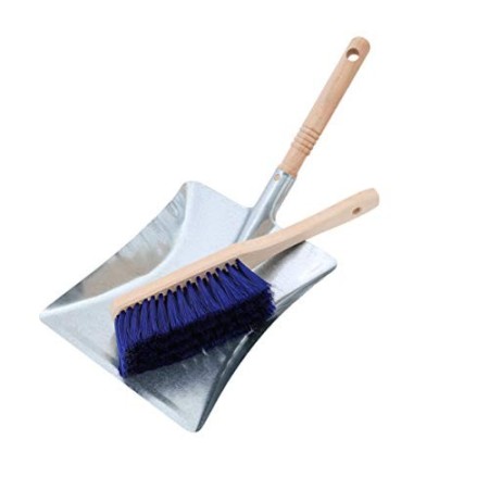 Kamino - Flam 330156 Set Pulizia Scopa e Paletta con Manico, Marrone, 43.5x23.5x22.5 cm