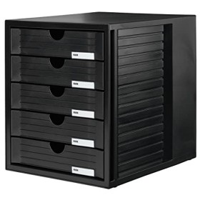 HAN 1450-13, Cassettiera System-Box, design attrattivo ed innovativo con 5 cassetti chiusi, nero