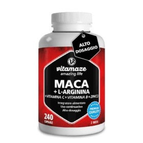 Vitamaze® Maca Capsule ad Alto Dosaggio 4000 mg Polvere + L-Arginina + Vitamine + Zinco, 240 Capsule per 2 Mesi, Qualità Tedes