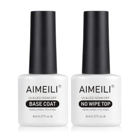 AIMEILI Base e Top coat Semipermanente Smalto Semipermanente per Unghie in Gel Soak Off UV LED Smalti Gel per Unghie Kit Semiper