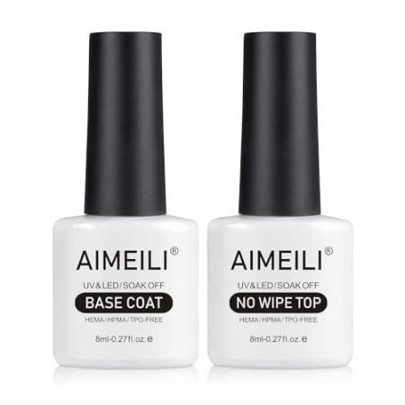 AIMEILI Base e Top coat Semipermanente Smalto Semipermanente per Unghie in Gel Soak Off UV LED Smalti Gel per Unghie Kit Semiper