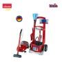 Theo Klein 6742 Carrello delle pulizie Vileda con scopa, mocio, secchio, aspirapolvere a batterie con funzione di aspirazione e 