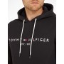Tommy Hilfiger Logo Flex Fleece Hoody Felpa con Cappuccio, Nero (Jet Black Base), XX-Large Uomo