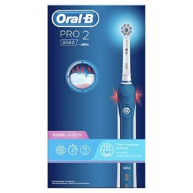 Oral-B Pro 2 2000 Spazzolino Elettrico Ricaricabile, Manico Blu con Caricatore, 1 Testina Sensi UltraThin