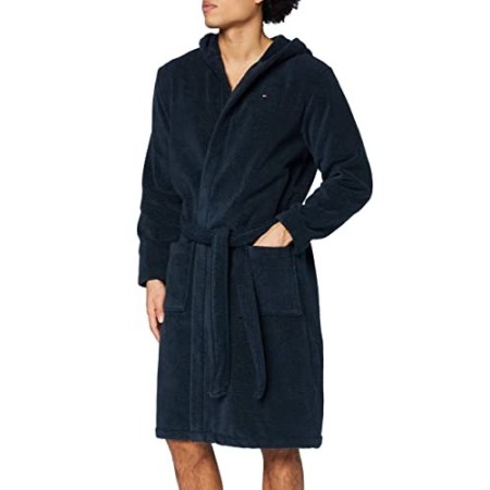 Tommy Hilfiger Icon Hooded Bathrobe Accappatoio, Blu (Navy Blazer-pt 416), XL Uomo