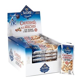 Riso Scotti Snack - Croccante alle Arachidi con Sesamo e Riso Soffiato - Snack Senza Glutine - 24 Pezzi