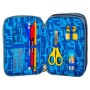 Astuccio 3 Zip Invicta Triangle, Blu, Con materiale scolastico: 18 pennarelli Giotto Turbo Color, 18 matite Giotto Laccato…