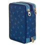 Astuccio 3 Zip Invicta Triangle, Blu, Con materiale scolastico: 18 pennarelli Giotto Turbo Color, 18 matite Giotto Laccato…