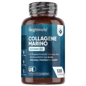 Collagene con Acido Ialuronico, Vitamina C, Magnesio, Coenzima Q10, Zinco - 1200 mg Collagene Marino Idrolizzato Avanzato - Salu