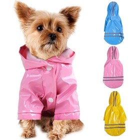 Smoro Cappotto Esterno da Pioggia per Cani con Cappuccio Giacche Impermeabili PU Impermeabile Riflettente per Cani Abbigliamento