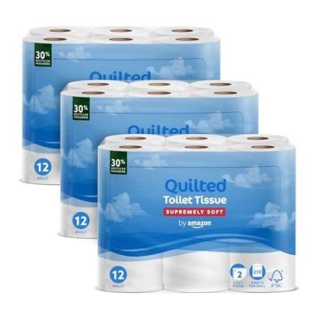 Marchio Amazon - Presto! Carta igienica trapuntata a 2 veli - Conf. da 36 rotoli (3 x 12 x 210 strappi)