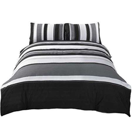 Rapport Striped Grey, copripiumino trapuntato king size e 2 set federa per adulti, cotone e poliestere