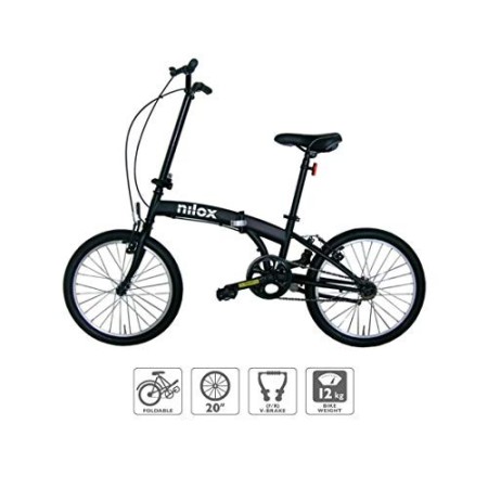 Nilox X0, Bici Pieghevole, Ruote 20'', Nero Opaco