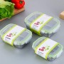 Confezione da 3 contenitori per alimenti con coperchio, in acciaio inox, ermetici, a prova di perdite, con chiusura a scatto