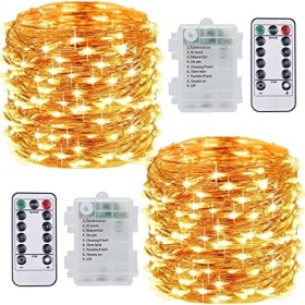 2 Pezzi Stringa Luci LED - 10M/33FT Catene Luminose 100LED Luci Natalizie Batteria Impermeabile IP65, Esterno/Interni Lucine Dec
