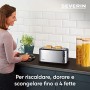 Severin AT 2509 Tostapane 4 Fette, Regolazione Doratura, Tasto Scongelamento, Griglia Scalda Brioches, Doppia Parete, 1400 W, 4 