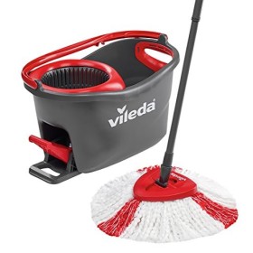 Vileda Turbo Sistema Lavapavimenti Rotante con Manico Telescopico e Fiocco, 55 - 130 cm, Rosso/Nero