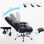 Songmics Poltrona Girevole con Poggiagambe Sedia Direzionale Ergonomica da Ufficio Studio Regolabile con Rotelle OBG71B
