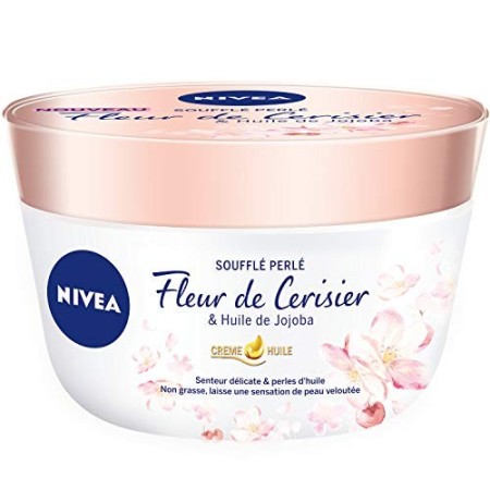 Nivea - Crema-olio soffiato perlato vaso fiore di ciliegio/olio di jojoba, 200 ml, set di 4