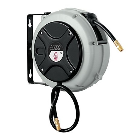 MAXTOOLS AR200, Avvolgitubo con Tubo Flessibile in PVC, per il Passaggio di Aria e Acqua Fino a 45°, 6 Metri (6m)