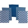 Penguin Home 3700 Set di 5 Strofinacci in 100% Cotone, Morbidi, durevoli, Eleganti Design Blu Chiaro con Diversi Motivi, Lavabil