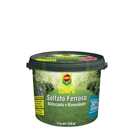 COMPO Solfato Ferroso, Concime a base di Ferro, Azione rinforzante e rinverdente, Consentito in agricoltura biologica, 5 kg
