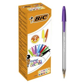 BIC Cristal Multicolour Penne a Sfera, Punta Larga (1.6 mm), Colori Assortiti, Confezione da 20, per Scrivere Appunti a Scuola, 