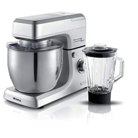 Ariete 1598 Pastamatic Gourmet Planetaria, Impastatrice con Frullatore, Ciotola Acciaio Inox 7 L, Caraffa in Vetro 1.5 L, Frusta