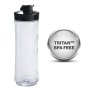 Imetec Personal e Sport Blender PB 100 Mini Frullatore con 2 Bottiglie Take-Away in Tritan e 4 Lame in Acciaio Inox, 46 Decibel,