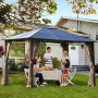 Outsunny Gazebo da Giardino con Zanzariera 3.6x3m, Struttura Acciaio e Alluminio, Tetto Policarbonato Marrone