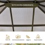 Outsunny Gazebo da Giardino con Zanzariera 3.6x3m, Struttura Acciaio e Alluminio, Tetto Policarbonato Marrone
