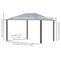 Outsunny Gazebo da Giardino con Zanzariera 3.6x3m, Struttura Acciaio e Alluminio, Tetto Policarbonato Marrone